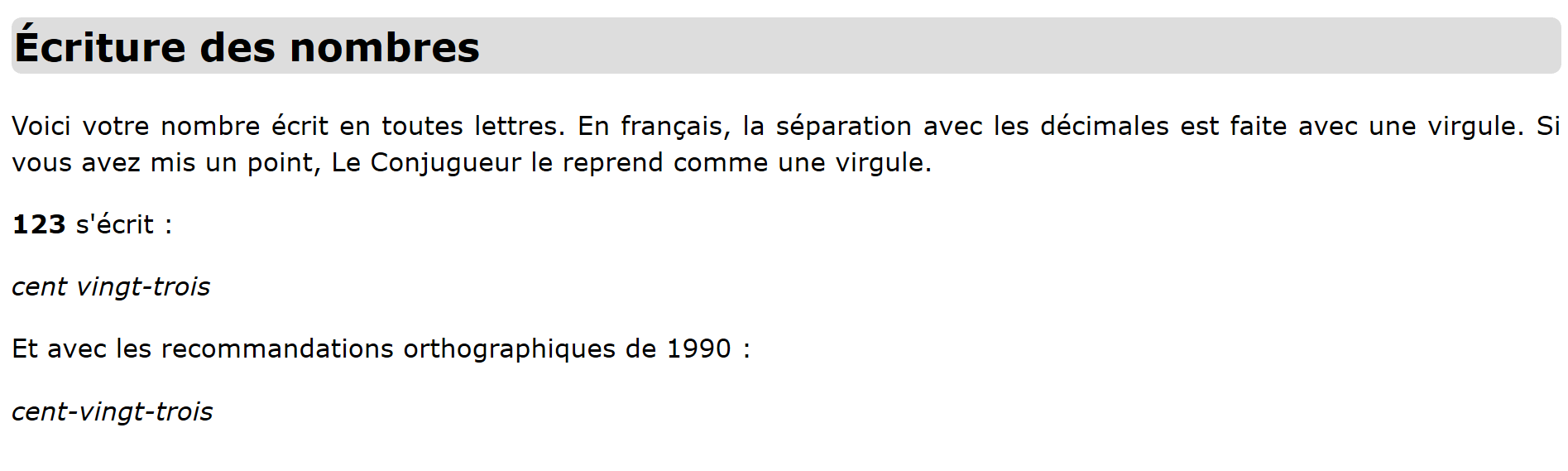 Écriture d'un nombre